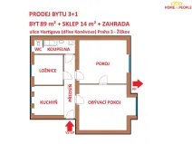 Prodej bytu 3+1, Praha - Žižkov, Hartigova, 89 m2