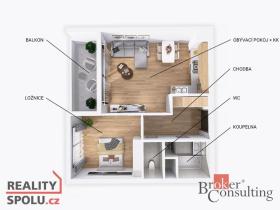 Prodej bytu 2+kk, Brno - Žebětín, Chudčická, 47 m2