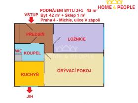 Pronájem bytu 2+1, Praha - Michle, V zápolí, 43 m2