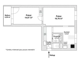 Prodej bytu 2+1, Strážnice, Smetanova, 52 m2