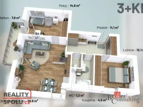Pronájem bytu 3+kk, Jihlava - Hruškové Dvory, 79 m2