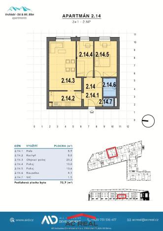 Prodej bytu 3+1, Vrchlabí - Hořejší Vrchlabí, Horská, 73 m2