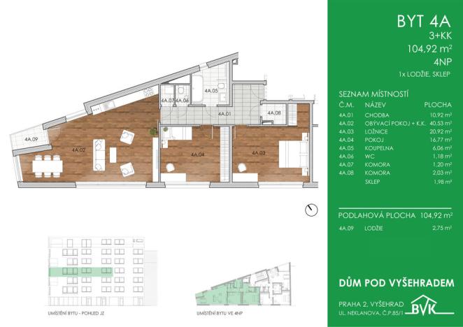 Prodej bytu 3+kk, Praha - Vyšehrad, Neklanova, 105 m2