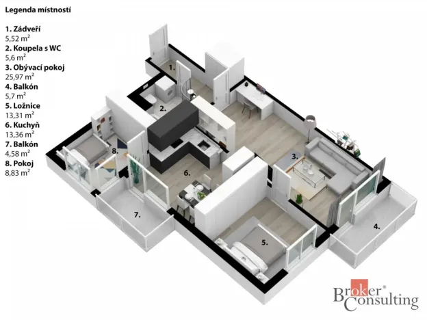 Prodej bytu 3+1, Liberec - Liberec VI-Rochlice, Nádvorní, 83 m2