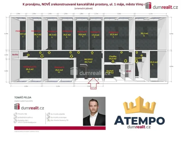Pronájem kanceláře, Vimperk - Vimperk II, 1. máje, 39 m2