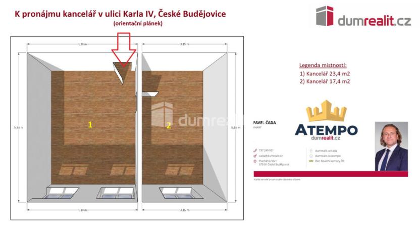 Pronájem kanceláře, České Budějovice - České Budějovice 1, Karla IV., 24 m2