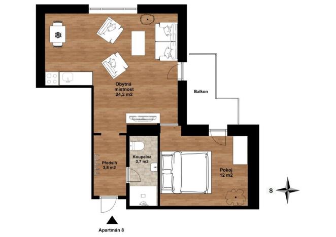 Prodej bytu 2+kk, Křišťanov - Arnoštov, 44 m2