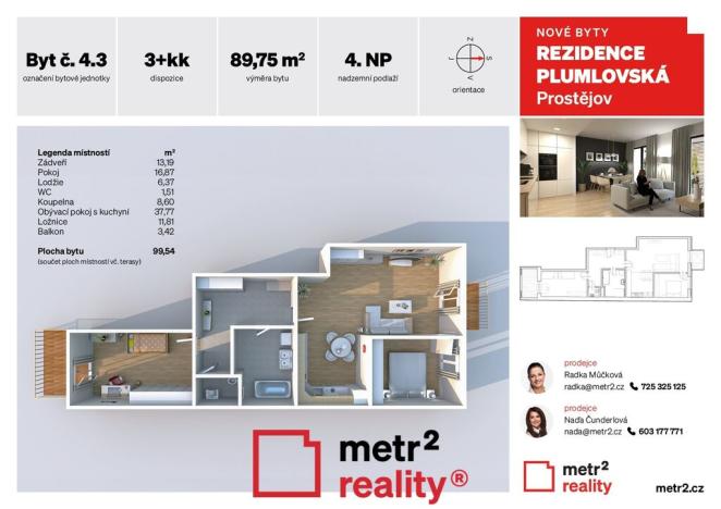Prodej bytu 3+kk, Prostějov, Plumlovská, 100 m2