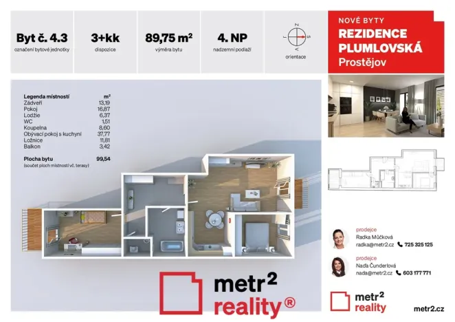 Prodej bytu 3+kk, Prostějov, Plumlovská, 100 m2
