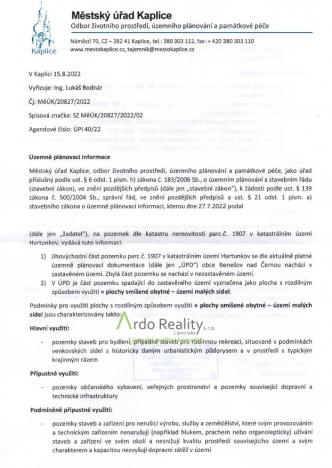 Prodej pozemku pro bydlení, Benešov nad Černou - Hartunkov, 5446 m2