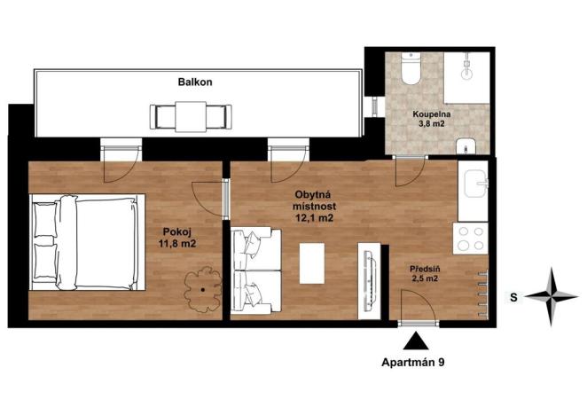 Prodej bytu 2+kk, Křišťanov - Arnoštov, 31 m2