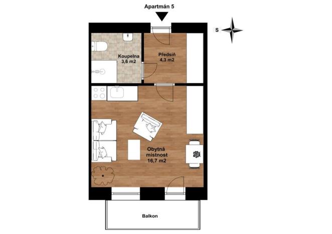 Prodej bytu 1+kk, Křišťanov - Arnoštov, 26 m2
