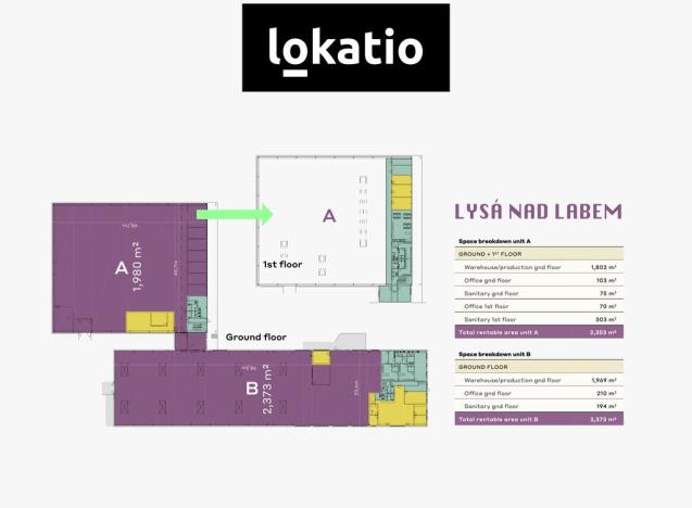 Pronájem skladu, Lysá nad Labem - Litol, Mírová, 3771 m2