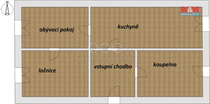 Prodej bytu 2+1, Úpice, náměstí T. G. Masaryka, 48 m2