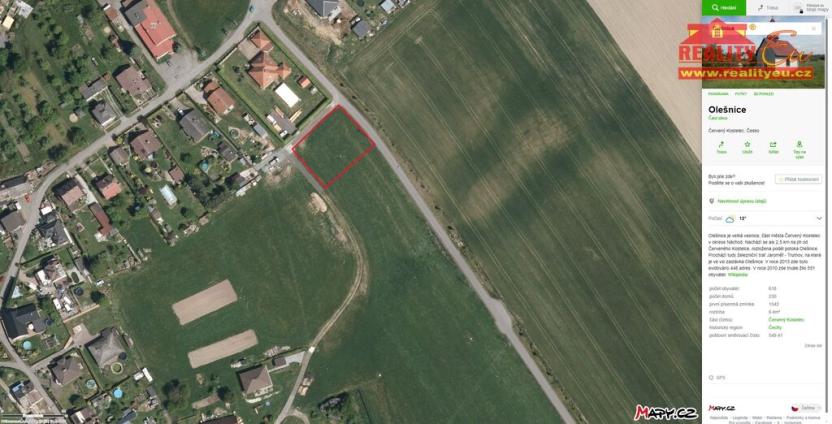 Prodej pozemku pro bydlení, Červený Kostelec - Olešnice, 1131 m2