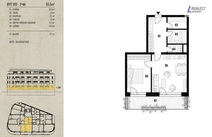 Prodej bytu 2+kk, Rožmitál pod Třemšínem, 55 m2