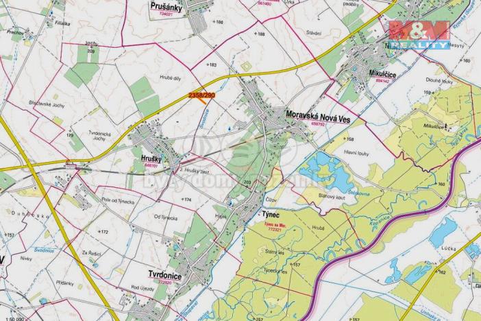 Prodej pole, Hrušky, 243 m2