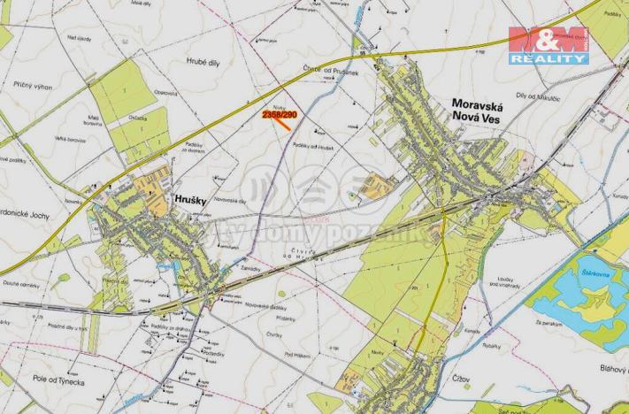 Prodej pole, Hrušky, 243 m2