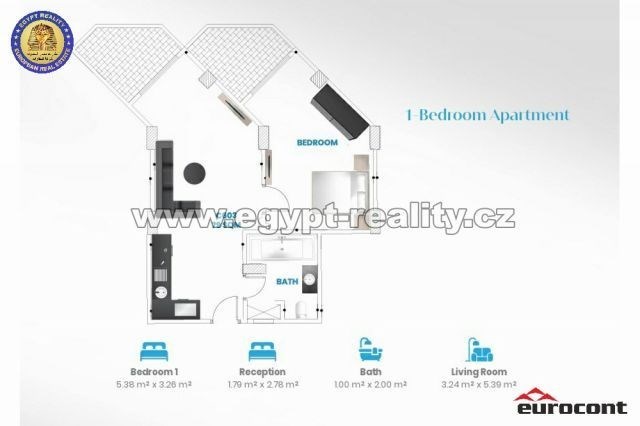 Prodej bytu 2+kk, Hurghada, Egypt, شارع البحر, 57 m2