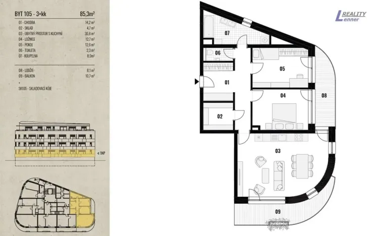 Prodej bytu 3+kk, Rožmitál pod Třemšínem, 92 m2