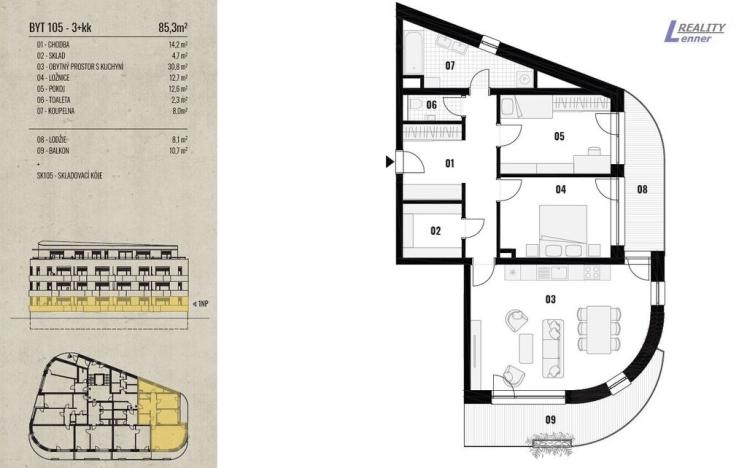 Prodej bytu 4+kk, Rožmitál pod Třemšínem, 91 m2