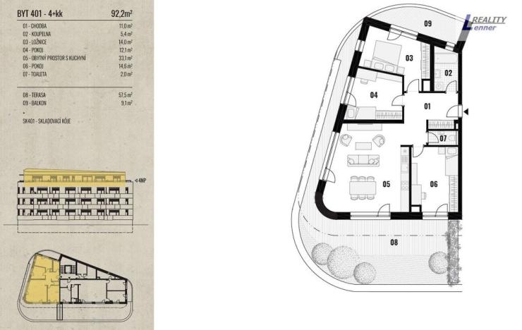 Prodej bytu 4+kk, Rožmitál pod Třemšínem, 91 m2