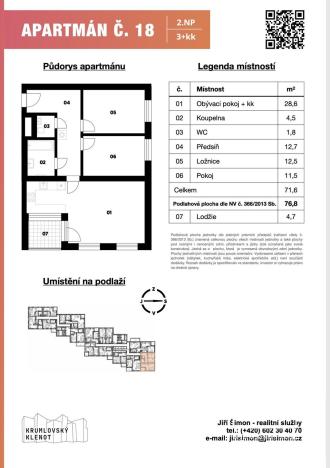 Prodej bytu 3+kk, Český Krumlov - Latrán, Za Jitonou, 77 m2