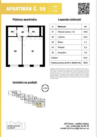 Prodej bytu 2+kk, Český Krumlov - Latrán, Za Jitonou, 67 m2