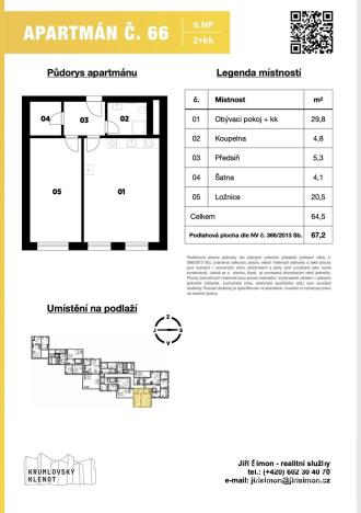 Prodej bytu 2+kk, Český Krumlov - Latrán, Za Jitonou, 67 m2