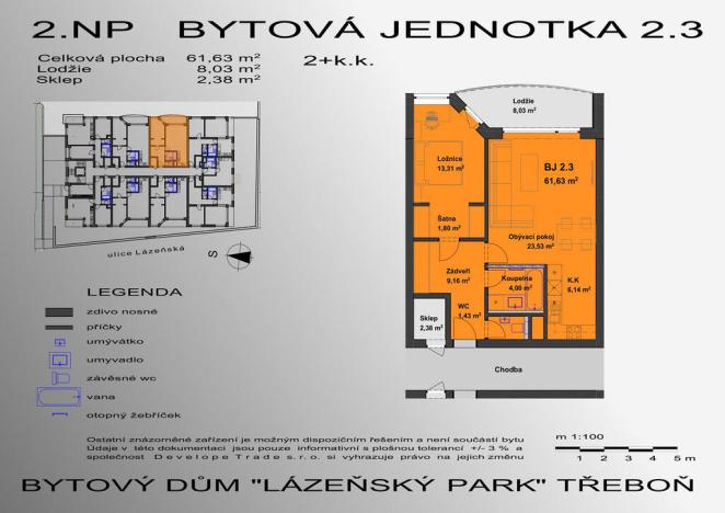 Prodej bytu 2+kk, Třeboň - Třeboň II, Lázeňská, 61 m2