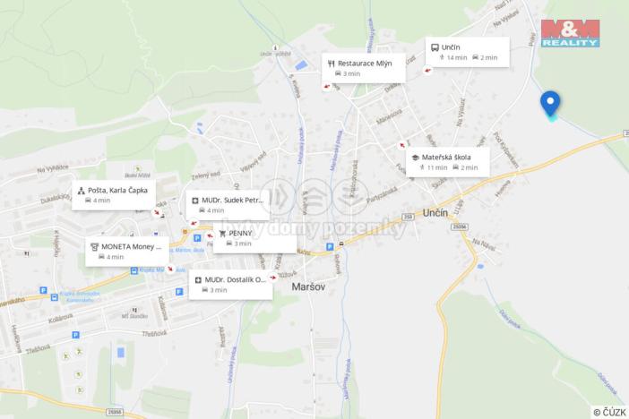 Prodej pozemku pro bydlení, Krupka - Unčín, 1078 m2