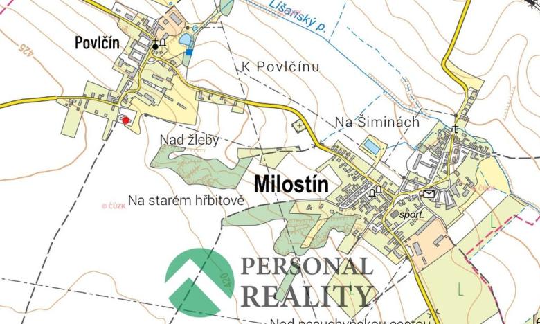 Prodej pozemku pro bydlení, Milostín - Povlčín, 895 m2