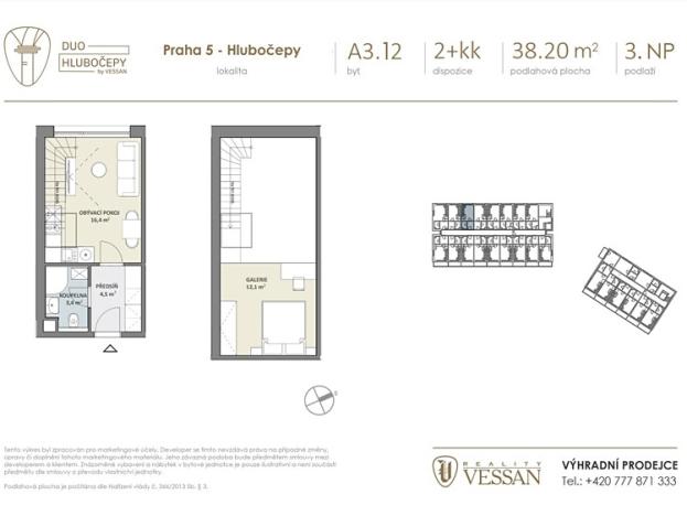 Prodej bytu 2+kk, Praha - Hlubočepy, Na Zlíchově, 38 m2