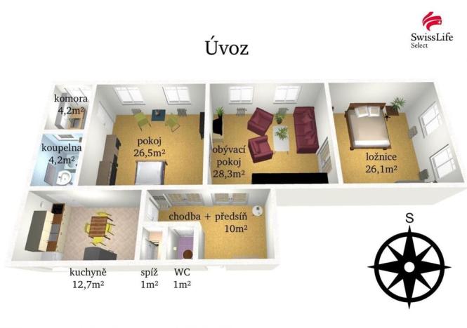 Prodej bytu 3+1, Brno, Úvoz, 110 m2