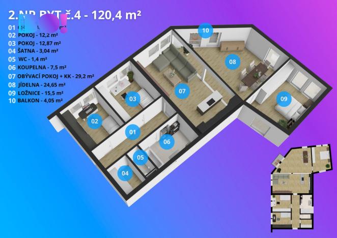 Prodej bytu 4+kk, Prostějov, Mlýnská, 123 m2