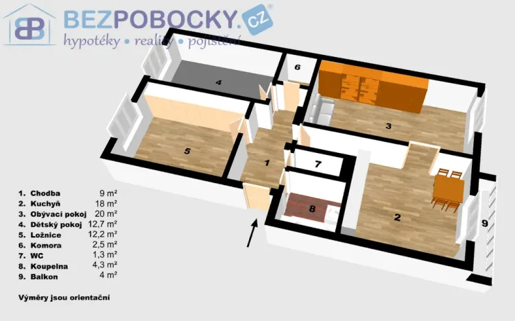 Prodej bytu 3+1, Velké Bílovice, Široká, 103 m2