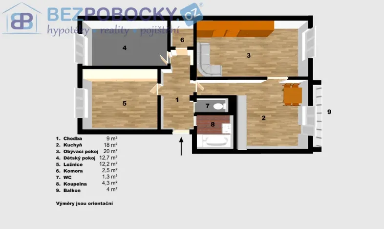 Prodej bytu 3+1, Velké Bílovice, Široká, 103 m2