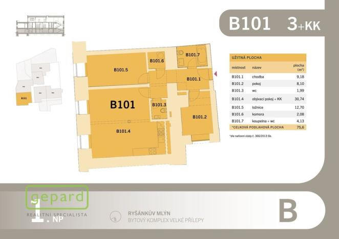 Prodej bytu 3+kk, Velké Přílepy, Pražská, 76 m2