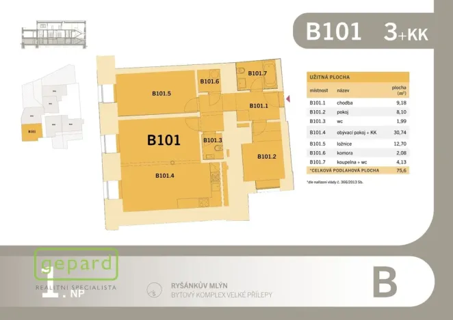 Prodej bytu 3+kk, Velké Přílepy, Pražská, 76 m2