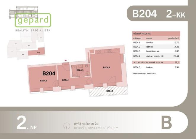 Prodej bytu 2+kk, Velké Přílepy, Pražská, 57 m2