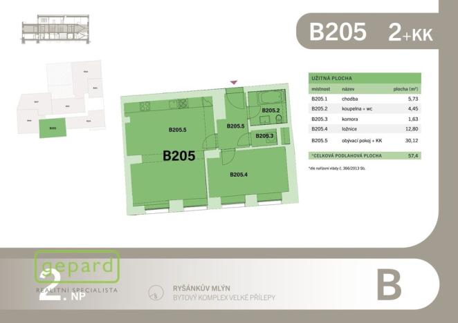 Prodej bytu 2+kk, Velké Přílepy, Pražská, 57 m2