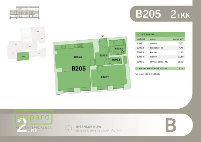 Prodej bytu 2+kk, Velké Přílepy, Pražská, 57 m2