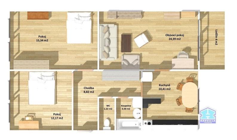 Prodej bytu 3+1, Stříbro, Americká, 76 m2
