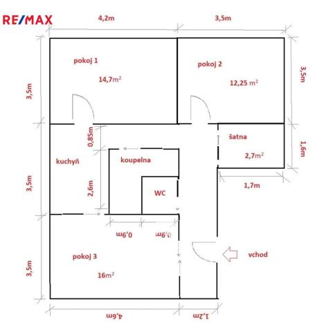 Pronájem bytu 3+1, Třebíč - Nové Dvory, Fr. Hrubína, 74 m2