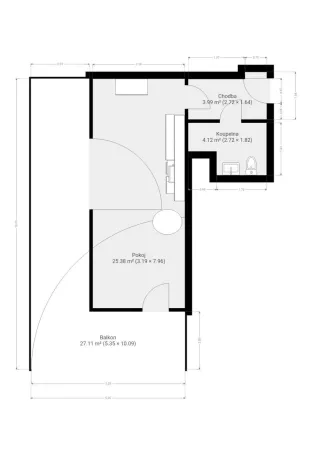 Pronájem bytu 1+kk, Brno, Bratislavská, 33 m2