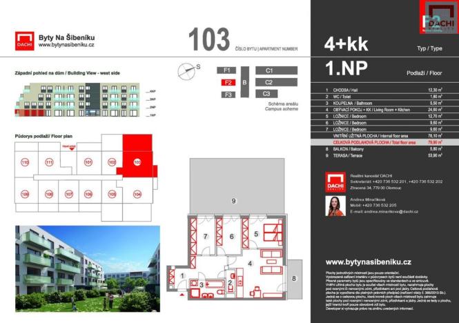 Prodej bytu 4+kk, Olomouc - Nová Ulice, Třída Jiřího Pelikána, 79 m2