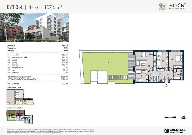 Prodej bytu 4+kk, Praha - Holešovice, Jateční, 107 m2