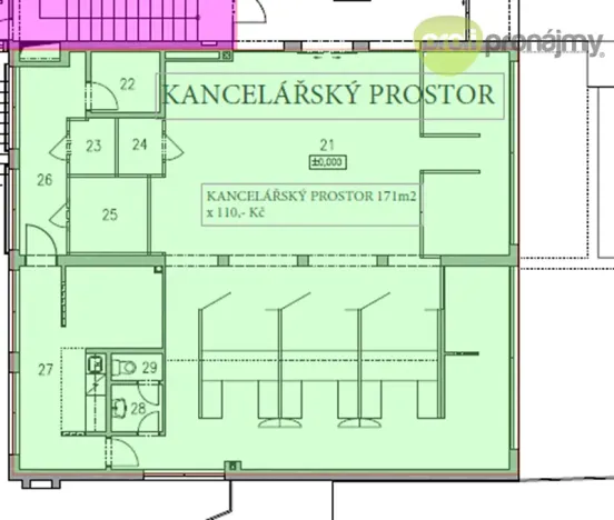 Pronájem kanceláře, Pelhřimov, Nádražní, 171 m2
