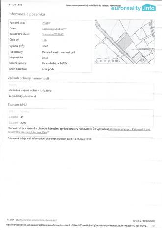 Prodej podílu 1/2 louky, Stanovice, 15437 m2