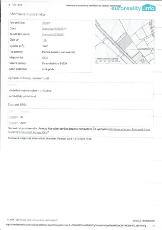 Prodej podílu 1/2 louky, Stanovice, 15437 m2